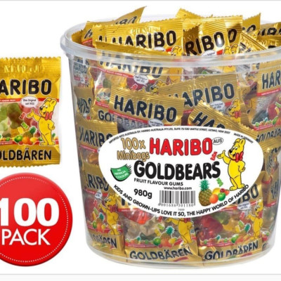 (2025年1月下旬到貨) 德國Haribo 桶裝熊仔糖 (100包/共980g)